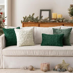 MIULEE Christmas Dark Green Throw Pillow Covers Snowflakes Decorative 20×20 Inch Faux Wool Winter Festival Couch Pillow Covers Set of 2 Farmhouse Holiday Home Decors for Sofa Livingroom Bed - Image 4