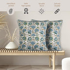 Ridhi Block Print Asparagus Green Pillow Cover 20" x 20" (Pack of 2) Decorative Couch Pillows for Living Room, Farmhouse Chic Boho Cute Outdoor Pillows Covers Gifts for Spring, Mother's Day - Image 6
