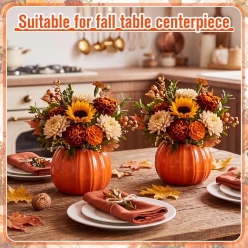 Orange 6 Pack Plastic Pumpkin Vase 5.12 x 3.94 in Artificial Fall Flower Pot with Foam Pumpkin Planter for Artificial Flower Floral Arrangement Home Party Harvest Thanksgiving Autumn Table - Image 4