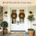 26 Inch Fall Wreath for Front Door, Artificial Boxwood Thanksgiving Decor - Image 4