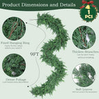 Rowfad 9Ft Cedar Pine Garland for Mantle Christmas Decorations, 1 Set - Image 2