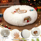 Thyle Christmas Cat Tunnel Bed, White, 3ft X 3ft X 9.8in, Plush - Image 2