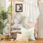ZWJD Throw Pillow Covers 24x24 Set of 2 Green Striped Pillow Covers with Fringe Chic Cotton Decorative Pillows Square Cushion Covers for Sofa Couch Bed Living Room Farmhouse Home Decor - Image 6