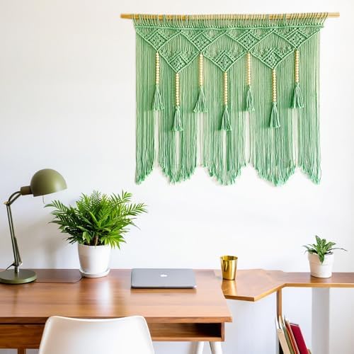 Youngeast Large Macrame Wall Hanging Macrame Headboard for Bedroom Window Curtains Boho Wall Decor Art tapestry Tassel Woven Wall Backdrop 31”X39” (Wood Dowels Not Included) - Image 3