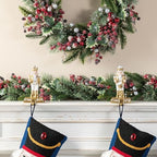 Glitzhome Nutcracker Christmas Stocking Holders, Set of 2 Gold and White Polyresin Mantel Hooks for Fireplace, Holiday Decor with Non-Slip Base - Image 4