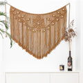 Youngeast Home Decor Leaf Shape Macrame Wall Hanging Woven Tapestry Bedroom Curtain Fringe Garland Banner Living Room Wall Decor Brown 39X31 inches by Unknown