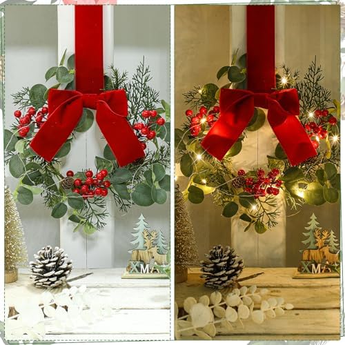 Hoteam 4 Pcs 9 Inch Mini Christmas Wreaths for Cabinets Small Xmas Wreath - Image 5
