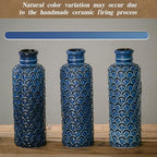 Ceramic Flower Vase,13.98" Tall Vintage Blue Pottery Vase for Home Decor, Rustic Textured Vase for Pampas Grass, Living Room, Entryway, Mantel, Kitchen Table - Image 4