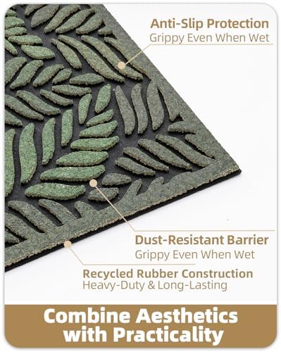 Color&Geometry Door Mat Outside Entrance 17"x30", Garage, Green - Image 4