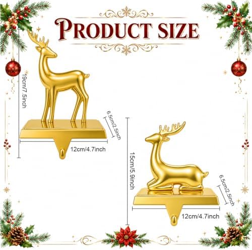 Stocking Holders for Mantel Unique Gold Christmas Stocking Hangers Set of 4 - Image 4