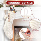 4Pack 18 Inches Christmas Knitted Hanging Stockings,Xmas White Large Farmhouse Rustic Neutral Cable Knit Personal Stockings Decorations for Christmas Tree Fireplace Family Holiday Party Decor - Image 4