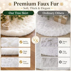 AOGU 60 Inch Faux Fur Christmas Tree Skirt White Plush Skirt for Merry Christmas Party Christmas Tree Decoration - Image 4