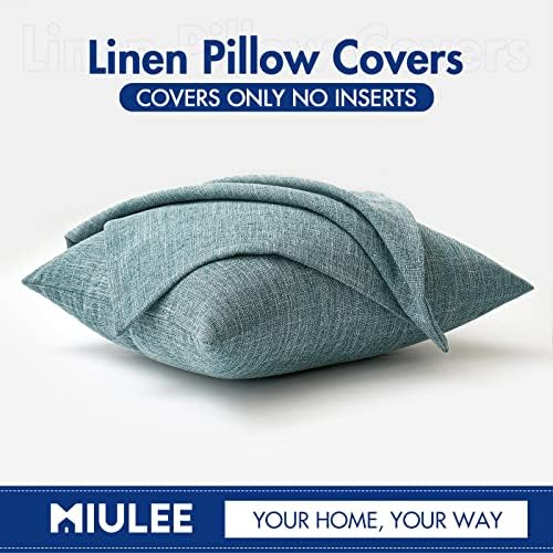MIULEE Pack of 2 Decorative Linen Burlap Coastal Pillow Covers Farmhouse Boho Accent Pillowcases for Sofa Car Couch Bedroom Living Room Decor 20x20 Inch Teal - Image 6