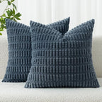 MIULEE Euro Sham Corduroy Decorative Throw Pillow Covers 24x24 Blue by MIULEE