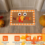 Tinideya 2 Pcs Thanksgiving Welcome Doormat 23x35 in Layered Buffalo Plaid Carpet Coquette Nonslip Fall Orange Turkey Bathroom Coir Mats for Entrance Porch Indoor Outside Home Decor Gift Supplies - Image 5