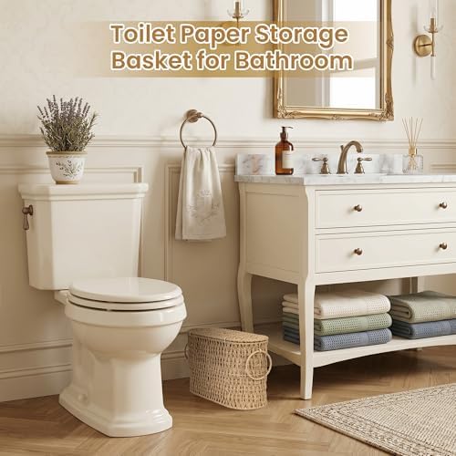 efluky Toilet Paper Storage Basket, Paper Rope Slim Toilet Paper Holder with Lid- Holds Up to 9 Mega Rolls, Home Bathroom Decor Organizer - Image 4