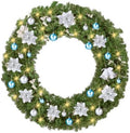 VINGLI 48 Inch Prelit Christmas Wreath Fireplace, Holiday Decor Blue Silver by VINGLI