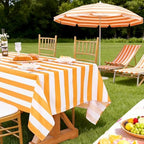 Fanqisi 2 Packs Tangerine Striped Tablecloth 57 x 120 Inch Waterproof Table Cloth Rectangle Table Cover for Birthday Baby Shower Wedding Outdoor Summer Party Decoration - Image 4