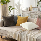 decorUhome Textured Chenille Throw Pillow Covers 16x16 Set of 2 Pink - Image 5
