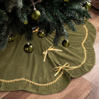 Arrowbash Olive Green 72 Inch Christmas Tree Skirt Velvet Scallop Ddge by Arrowbash