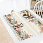 Flower Spring Placemats Set of 6, 12x18 Inch Floral Summer Table Place Mat Washable Non-Slip Heat Resistant Fabric Placement Mats for Party Dining Kitchen Indoor Outdoor Decor - Image 3