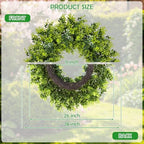 Large Boxwood Wreath for Front Door, 28" Artificial Spring and Summer Greenery Wreathwith White Flower Buds, All-Season Home Decor for Walls, Windows, Parties, Weddings, Indoor Outdoor - Image 4