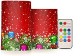 ALAZA Christmas Tree Decoration and Snowflakes Red Flickering Flameless Candles Battery Operated with Remote Timer,Tea Light Candles LED Pillar Votive Candles Set of 2 for Outdoor Indoor Decorations by ALAZA