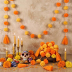 Yalikop 10 Pcs Pom Pom Garland 5 ft Diwali Party, Orange,Yellow - Image 3