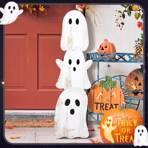Vercraft Halloween Front Porch Decor Outdoor Wood Stacked Ghost Porch Sign - Image 3