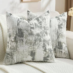 FUTEI 2 Pack Faux Cashmere Throw Pillow Covers 24x24 Inch, Dark Green White by FUTEI