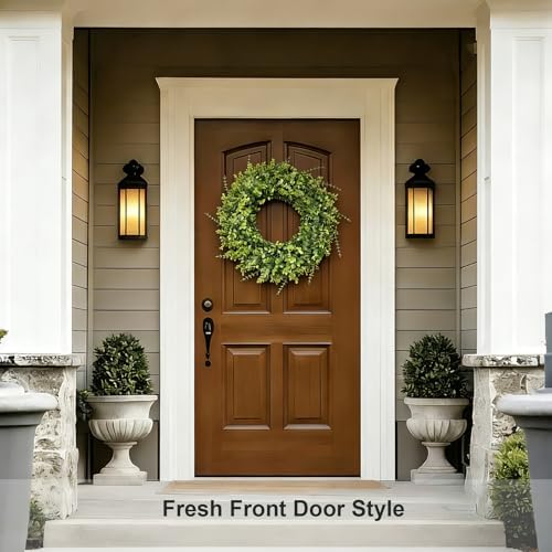 26 Inch Artificial Eucalyptus Wreath for Front Door, Year-Round Greenery, UV & Weather Resistant - Image 3