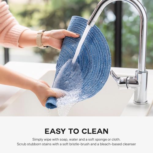 BARoyal Round Placemats Set of 12 Woven Placemats Washable Braided Table Mats for Dining Table Heat Resistant Non-Slip Circle Place Mats(Mid Blue) - Image 4