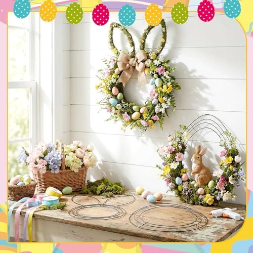 6 Pcs 16 Inch Easter Wire Wreath Frame Egg Rabbit Wreath Frame Metal Garland DIY Craft Egg Rabbit Mental Form for Easter Indoor Outdoor Porch Wall Flower Garland Decor - Image 4