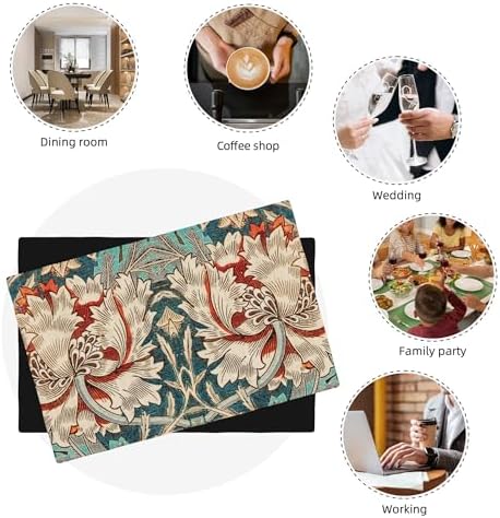 William Morris Placemats 12x18 Inch, Vintage Botanical Print Washable Fabric Placemats Table, Kitchen Dining Party, Set of 6 - Image 6