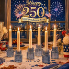 Hewory Glass Candlestick Holders Bulk, 20 PCS Blue Taper Candle Holders - Image 2