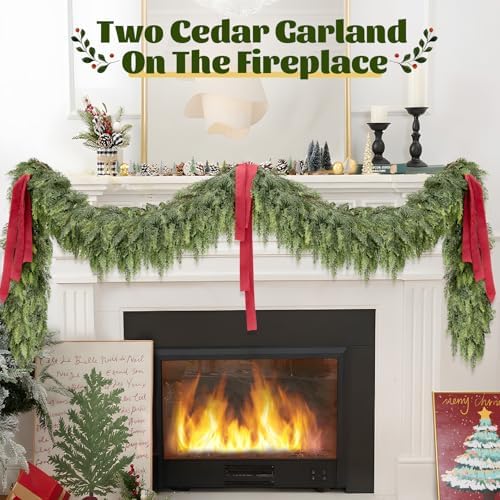 6FT Christmas Artificial Cedar Garland for Mantel - Image 2