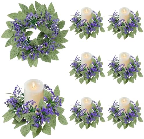 8 Pack Lavender Candle Ring Wreaths, Mini Wreath for Pillar Candle by Unknown
