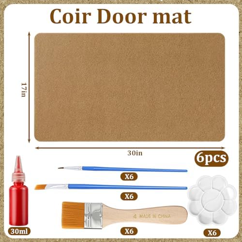 Nuanchu 6 Pcs Blank Coir Doormat Bulk Painting Kit 17x30, Rounded Corners - Image 2