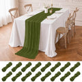 16 Pack Olive Green Cheesecloth Table Runners, 20x120 Inch by FXKS