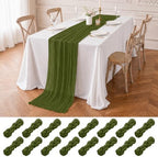 16 Pack Olive Green Cheesecloth Table Runners, 20x120 Inch by FXKS