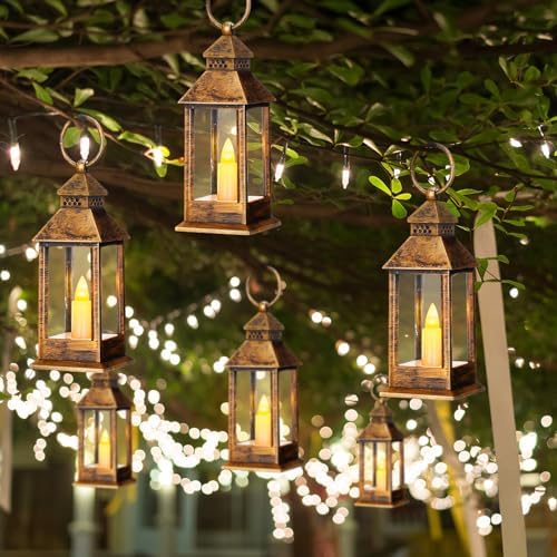 Hoolerry 24set Mini Lantern with LED Candle Halloween Wedding Decor, Retro - Image 4
