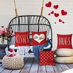 Happy Valentines Day Pillow Covers 24x24 Set of 4 Wedding Anniversary Throw Pillow Covers Red Love Heart Kisses Hugs Be Mine Cushion Covers Pillow Cases for Outdoor Couch Sofa Decoration(24 Inch) - Image 4