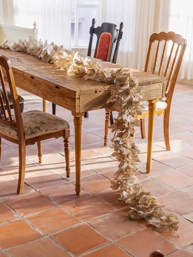 6PCS Beige Fall Maple Leaves Garland, 5.6Ft Artificial Maple Leaf Autumn Garland Hanging Fall Vines Table Decorations Front Door Fall Decor Thanksgiving Decorations Decor Outside Indoor Decor - Image 4