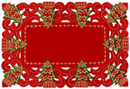 Grelucgo Set of 6 Embroidered Christmas Holiday Holly Tree Table Placemats, Rectangular 12 x 18 by Grelucgo
