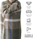 Green Plaid Throw Blanket for Couch, Army Green Plaid Blanket 50"x60" - Image 5