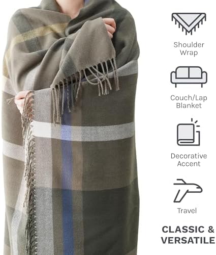 Green Plaid Throw Blanket for Couch, Army Green Plaid Blanket 50"x60" - Image 5