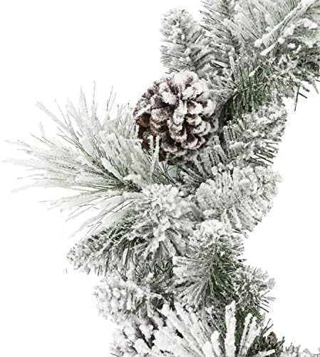 24 in Flocked Berkshire Spruce Wreath, 56 Tips, Pine Cones - Image 4
