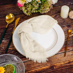 Pesonlook 24 Pcs Natural Cotton Linen Napkins with Fringe, 16x16 Inches - Image 6