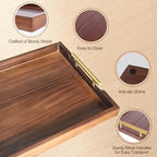 SXNOWS Large Wooden Serving Tray with 2 Sets of Handles,Dark Brown - Image 2