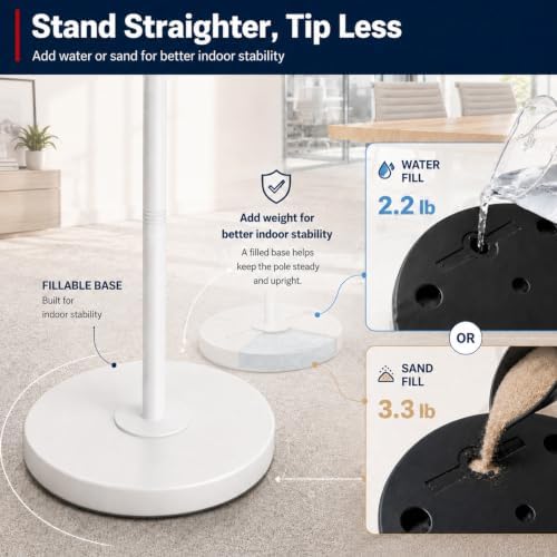 Flag Stand Indoor - 1" Heavy Duty Metal Flag Pole Set with Base,6-8ft Adjustable,Portable & Free Standing for Office,Meeting Room,Classroom,Entry Area,Outdoor Porch Deck (White) - Image 3